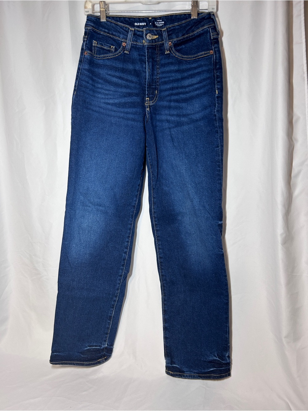 Old Navy OG Loose High Rise Jeans Womens 8 Dark Wash Straight Leg Denim